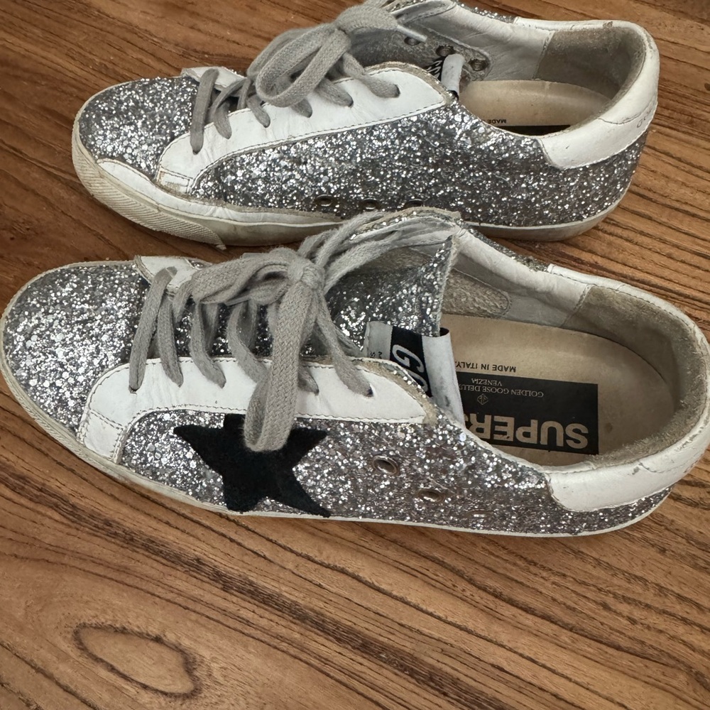 Golden Goose Silver Glitter Sneakers